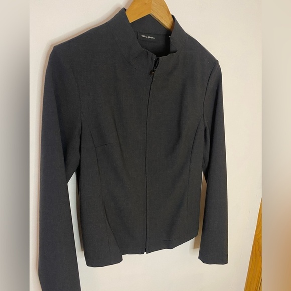 Talula Babaton Aritzia Wool Blend Dark Gray Stand Neck Zip Blazer - Picture 6 of 10